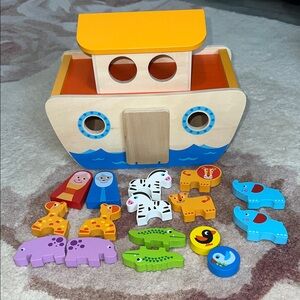 Colorful Wooden Noah's Ark Playset